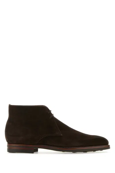 Crockett &amp; Jones Brown Suede Tetbury Lace-up Shoes In Darkbrown