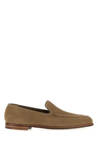 Crockett&jones Khaki Suede Salcombre Loafers In Brown