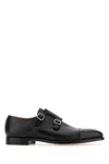 Crockett & Jones Lowndes Monk Strap Shoes With Almond Toe In Black
