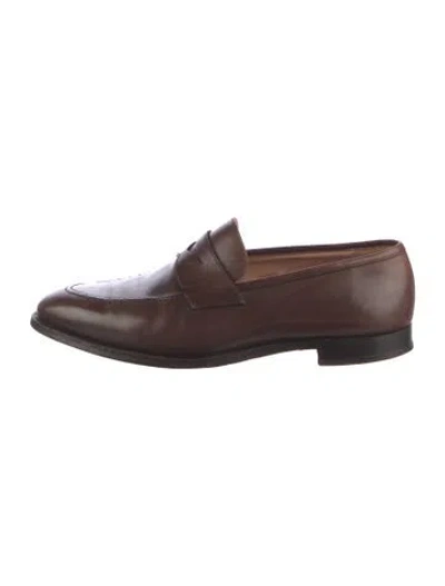 Pre-owned Crockett & Jones Leather Dress Loafers In Brown