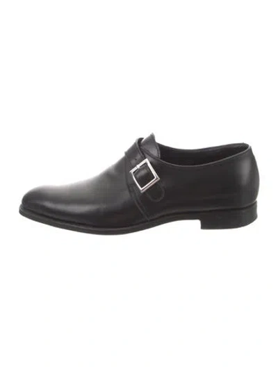 Pre-owned Crockett & Jones Leather Monk Straps In Black