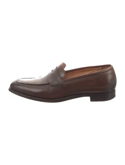 Pre-owned Crockett & Jones Leather Monk Straps In Brown