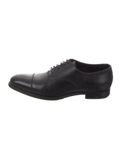Pre-owned Crockett & Jones Leather Oxfords In Black