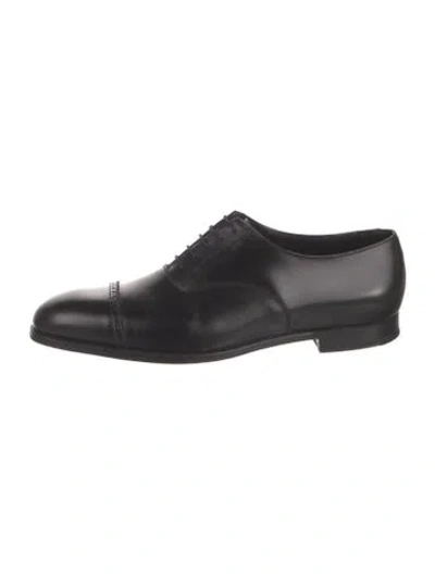 Pre-owned Crockett & Jones Leather Oxfords In Black