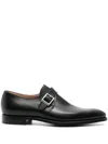 Crockett & Jones Monkton Leather Monk Shoes In Black