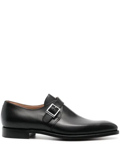 Crockett & Jones Monkton Leather Monk Shoes In Black