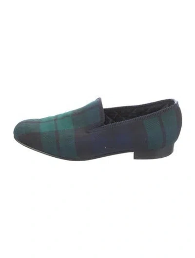 Pre-owned Crockett & Jones Plaid Print Loafers In Green
