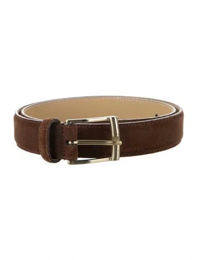 Pre-owned Crockett & Jones Skinny Suede Waist Belt In Brown