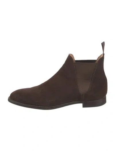 Pre-owned Crockett & Jones Suede Chelsea Boots In Brown