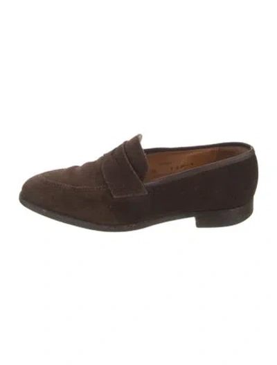 Pre-owned Crockett & Jones Suede Dress Loafers In Brown