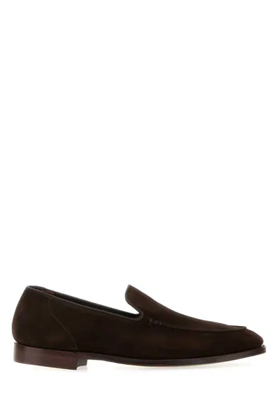Crockett&jones Suede Loafer In Brown
