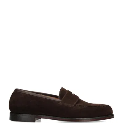Crockett & Jones Suede Boston Loafers In Brown | ModeSens