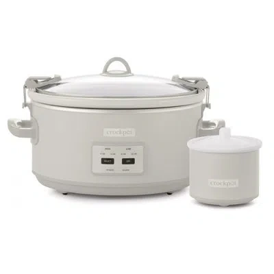 Crock-pot Crockpot 7-quart Programmable Slow Cooker With Locking Lid And Little Dipper Food Warmer In White