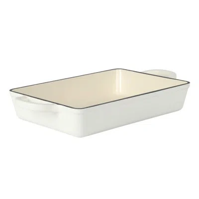 Crock-pot Artisan 13" Enameled Cast Iron Lasagna Pan, Matte Linen White
