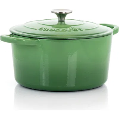 Crock-pot Artisan 2 Piece 5 Quarts Enameled Cast Iron Dutch Oven In Green