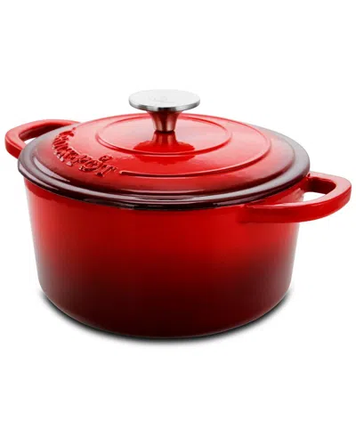 CROCK-POT CROCKPOT ARTISAN 3QT RED ENAMELED CAST IRON CASSEROLE WITH LID