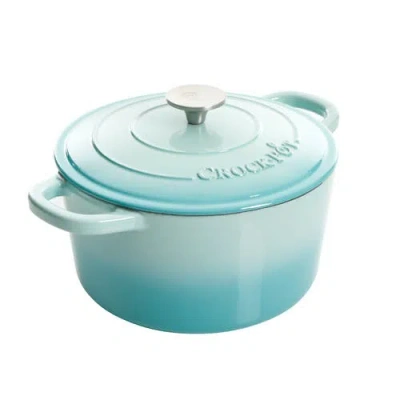 Crock-pot Crockpot Artisan 5-quart Round Enameled Cast Iron Dutch Oven With Lid In Blue