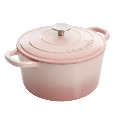 Crock-pot Crockpot Artisan 5-quart Round Enameled Cast Iron Dutch Oven With Lid In Pink
