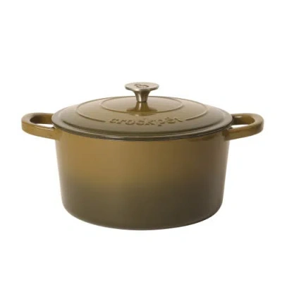 Crock-pot Crockpot Artisan 5-quart Round Enameled Cast Iron Dutch Oven With Lid In Green