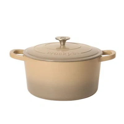 Crock-pot Crockpot Artisan 5-quart Round Enameled Cast Iron Dutch Oven With Lid In Neutral