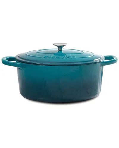 Crock-pot Crockpot Artisan 7qt Enameled Cast Iron Dutch Oven In Teal