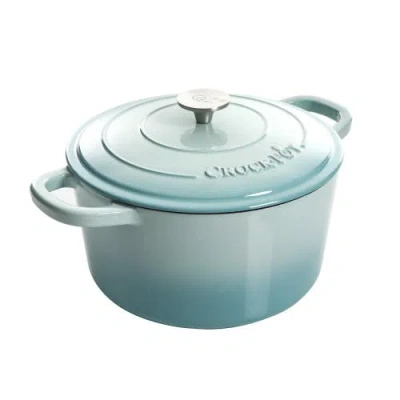 Crock-pot Crockpot Artisan 7-quart Round Enameled Cast Iron Dutch Oven With Lid In Blue