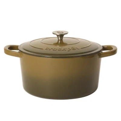 Crock-pot Crockpot Artisan 7-quart Round Enameled Cast Iron Dutch Oven With Lid In Brown