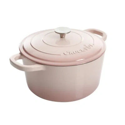 Crock-pot Crockpot Artisan 7-quart Round Enameled Cast Iron Dutch Oven With Lid In Pink