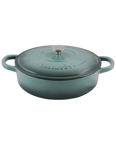 Crock-pot Crockpot Artisan Enameled 5qt Cast Iron Round Braiser Pan With Self Basting Lid In Grey