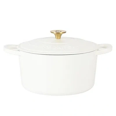 Crock-pot Artisan Non-stick Cast Iron Round Dutch Oven In Navy Blue,silver