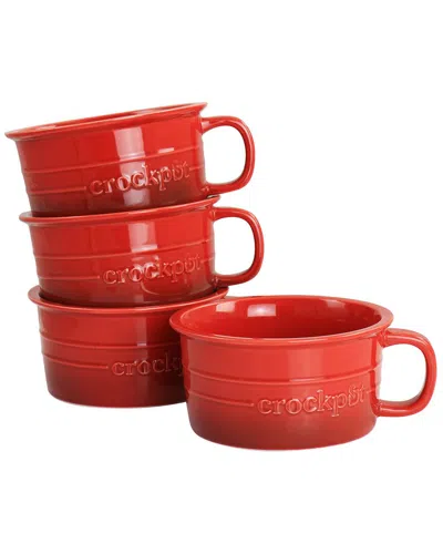 Crock-pot Appleton 24oz Stoneware 4pc Soup Mug Set In Red