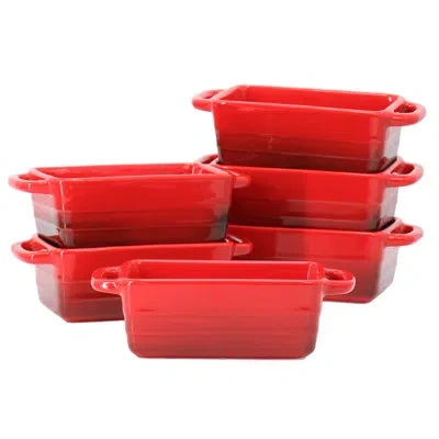 Crock-pot Crock Pot Appleton 6 Piece 12 Ounce Stoneware Mini Loaf Pan Baker Set In Gradient Red