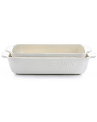 Crock-pot Artisan 2.5qt & 3.5qt Rectangular Stoneware Bake Pan Set In White