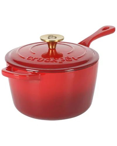 Crock-pot Artisan 3qt Enameled Cast Iron Saucepan In Red