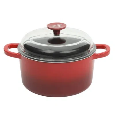 Crock-pot Crock Pot Artisan 3-quart Round Cast Iron Dutch Oven With Oven Safe Borasilicate Lid - Red