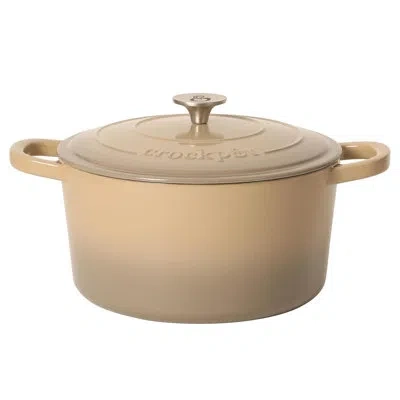 Crock-pot Crock Pot Artisan 5 Quart Enameled Cast Iron Dutch Oven With Lid In Gradient Taupe In Brown