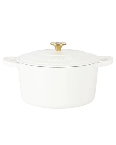 Crock-pot Artisan 5qt Round Enameled Cast Iron Dutch Oven In White