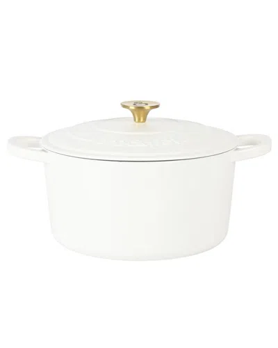 Crock-pot Artisan 7qt Round Enameled Cast Iron Dutch Oven In White