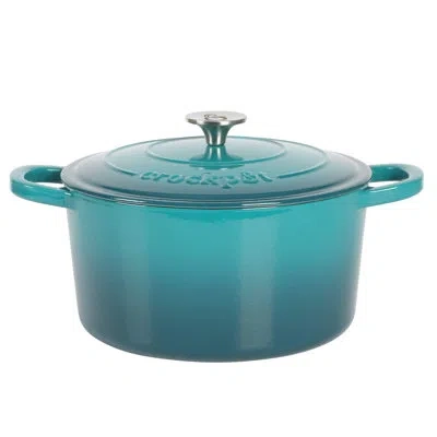 Crock-pot Crock Pot Artisan 7-quart Round Dutch Oven - Teal Ombre In Blue