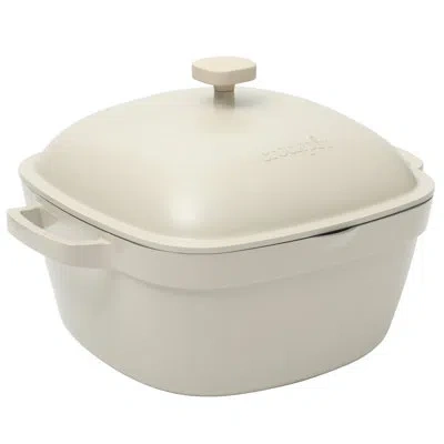 Crock-pot Northvale Cast Aluminum Lightweight Durable 5.2 Quart Heavy Duty Dutch Oven Pot With Lid, Oven Safe, In Matte Linen White