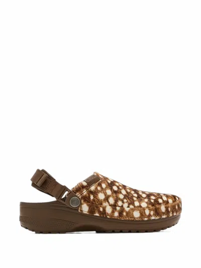 Crocs Animal-print Touch-strap Sandals In Brown