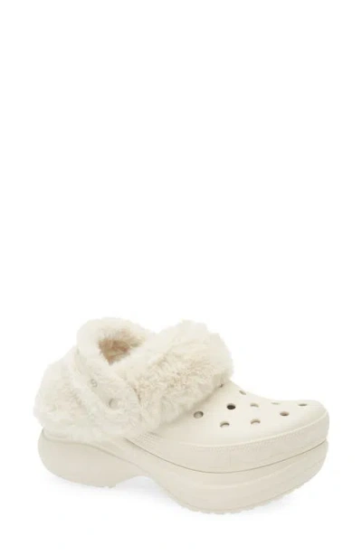 Crocs Bae Fleece Lined Platform Clog In Neutral