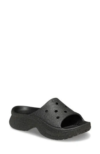 Crocs Bae Glitter Slide Sandal In Black