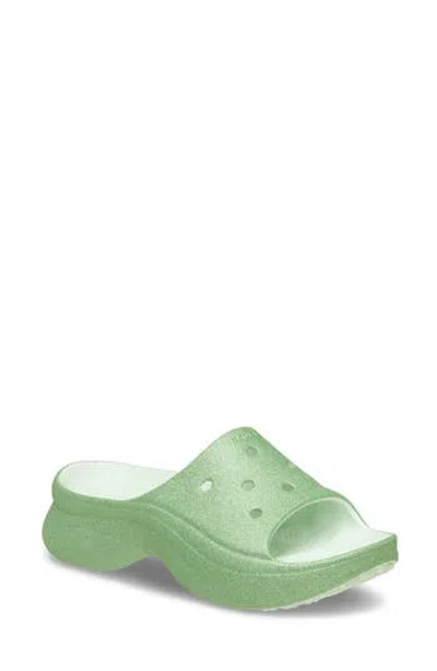 Crocs Bae Glitter Slide Sandal In Green