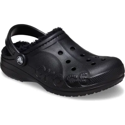 Crocs Baya Faux Shearling Lined Clog In Black