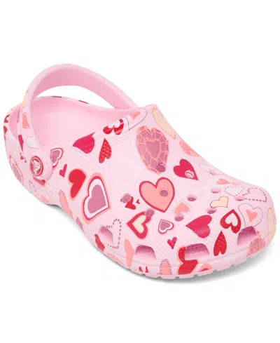 Crocs Kids' Big Girl's Hearts Classic Clogs From Finish Line In Pink