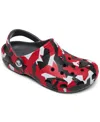 Crocs Little Kids Classic Geo Camo Clogs From Finish Line In Slate Gray,red