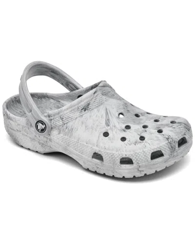 Crocs Big Kids Classic Watercolor Marble Clog Sandals From Finish Line In Gray