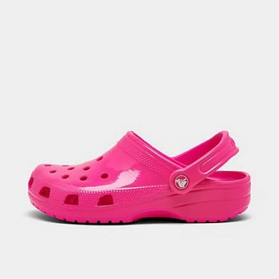 Crocs Big Kids' Neon Highlighter Classic Clog Shoes In Pink Crush