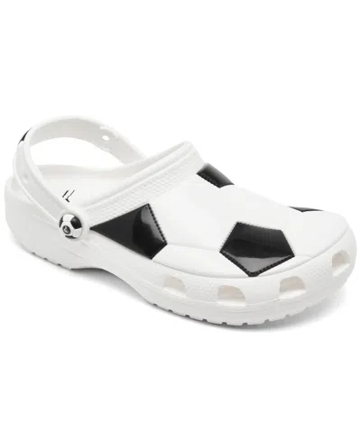 Crocs Big Kids Soccer Classic Clog Sandals From Finish Line In White,black